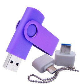 Unidades flash USB de pequeña capacidad de 256 MB (no 256 GB), palillos de memoria, lápiz de salto, unidad de disco U con adaptador tipo C/OTG para alumnos y estudiantes (morado)