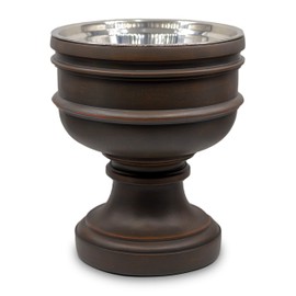 Pet Junkie Summit Single Elevated Dog Bowl Stand with Removable Stainless Steel 44oz Inner Bowl for Medium to Large Breed - Raised Dog Food or Water Station (Large, Brown)