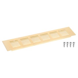 sourcing map Air Vents Cover, 1Pcs 250 x 60mm - Aluminum Alloy Mesh Air Return Vent Cover, Rectangle Louvered Ventilation Grille for Shoe Cabinet Wardrobe (Gold)