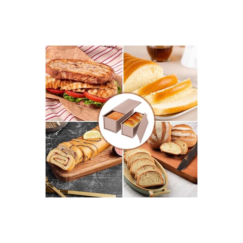 Bread Baking Mould Toast Bread Baking Mould with Lid, Set