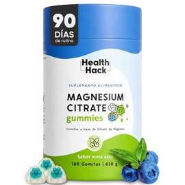 Citrato de Magnesio 180 Gomitas para Adulto Sin Azúcar Magnesium HealthHack