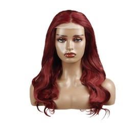 Lakaisa Body Wave Human Hair Wig Burgundy 4x4 Lace Front Real Hair Wig Wear and Go Glueless 100% Unprocessed Brazilian Remy Hair Wig Real Hair Women No Smell for Woman 22 Inches