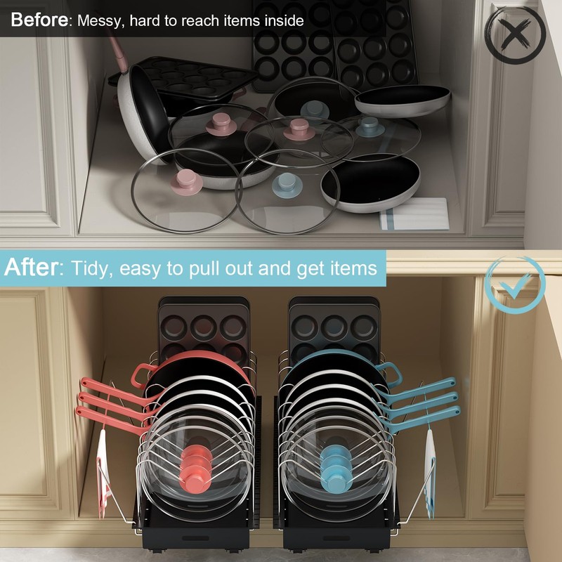 Golener Pots and Pans Organizer Under Cabinet - 22" Deep