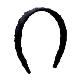 HAIRBOWS Wide Pleated Satin Wrapped Knot Headband for Toddler, Girls, and Teens in Black