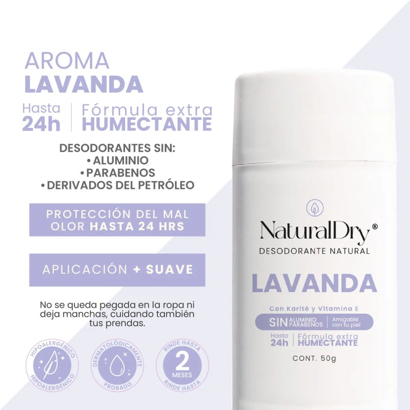 Naturaldry Desodorante en Barra Barra - Lavanda - Unidad -
