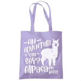 An Adevnture You Say? Alpaca My Bags Animal Humour funny - Tote Shopping Bag - Animal Humour Tote Bag Shopping Bag Reusable Bag Bag For Life Beach Bag Totes One size lavender purple