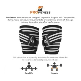 Profitness Weightlifting Knee Wraps (Pair) – Adjustable Compression Sleeves