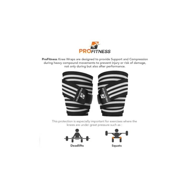 Profitness Weightlifting Knee Wraps (Pair) – Adjustable Compression Sleeves