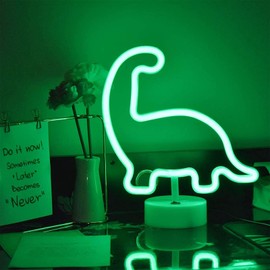 Enuoli LED Green Dinosaur Neon Night Light Sign for Party Supplies Girls Room Decoration Accessories for Christmas Party Table Decoration Children Gifts (Green Dinosaur)