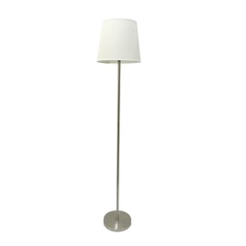 Litex Industries: Traditional Table 3 Piece Floor and Table Lamp Set in Brushed Nickel Metal & White UNO Shade