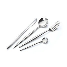 Modern Adaline Silverware Royal Cutlery Set By Bruntmor - 16 Piece Flatware Set - Service For 4-18/10 Stainless Steel - Shiny Finish