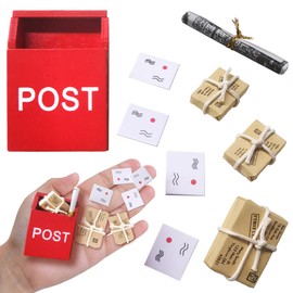 Miniature Gnome Accessories, 1/12 Miniature Dollhouse Accessories, Christmas Gnome Accessories, Christmas Decoration Gnome Letterbox/Newspaper/Envelopes, 9 Pieces, Miniature Decoration for Gnome Door,