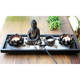 We pay your sales tax Feng Shui Tabletop Zen Garden Buddha Rock Rake Sand Candle Incense Burner Home Decor Gift (KT00034)
