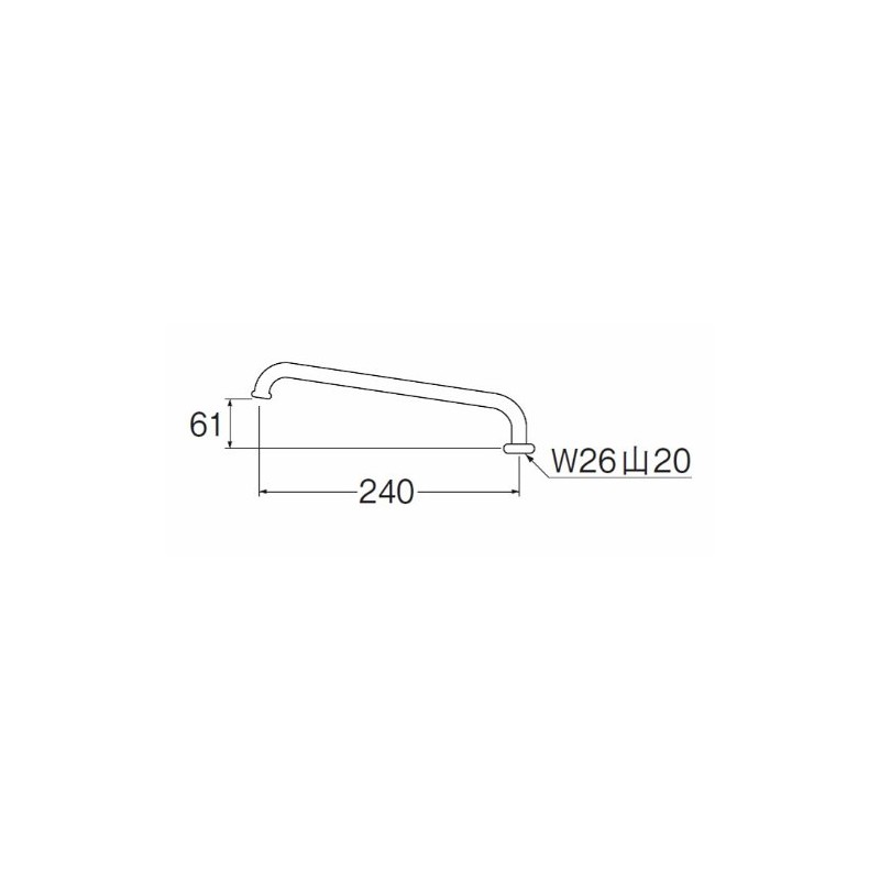 SANEI A27J-61X2-16X240 Horizontal Pipe, Upward Height, Length 9.4 inches (240