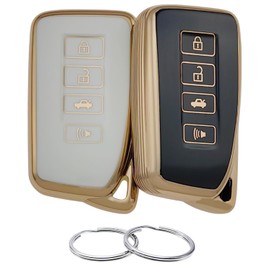 REPROTECTING TPU Key Fob Cover Compatible with 2013-2021 Lexus ES300h ES350 GS350 GS450h IS200t IS300 IS350 LX570 NX200t NX300h RC350 RX350 RX450h (Black/White)