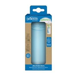Dr. Brown's Options+ Narrow Glass Bottle Sleeve, 100% Silicone, Blue, BPA-Free, 8 oz, 1-Pack