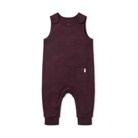MORI Baby Boys and Girls Ribbed Romper in Ribbed Berry - Unisex Toddler One Piece Organic Bodysuit with Shoulder Poppers and Pocket - 3-6 Months