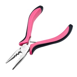Ainkou Hair Extension Pliers 3-Hole Mini Hair Extension Tool for Micro and Nano Ring Hair Extensions (Pink)