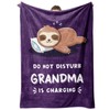 Grandma Birthday Gifts, Grandma is Charging Sloth Blanket, Gifts for