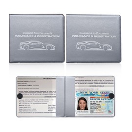 Ziciner Car Registration Insurance Holder, 2Pack Essential Auto Card Document Glove Box Organizer with Velcro Closure, Vehicle Interior Accessories Perfect for Most Car, Truck, SUV(Gray/Small Car)