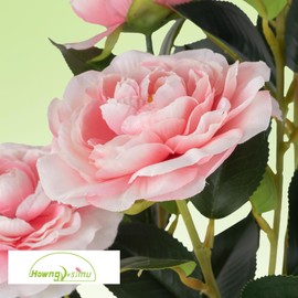 Artificial Camellia Tree 2 Pack, 36’’ Faux Camellia Plant in Pot with Pink Flowers, Greenery Potted Plant for Indoor Outdoor Office Home Porch Decor, Pink