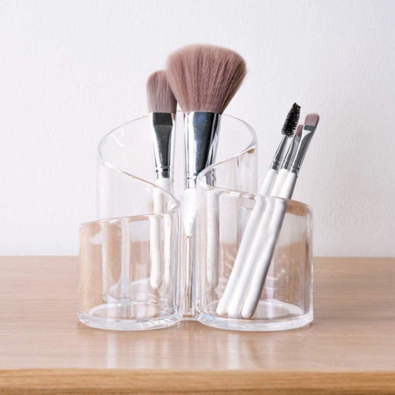 EUBEISAQI Acrylic Makeup Brush Holder Desk S Shape 3 Slot