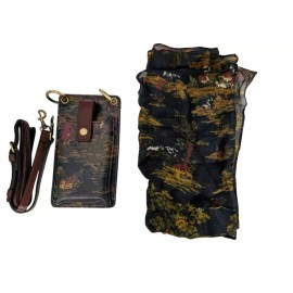 Patricia Nash Farleigh Phone Crossbody and Scarf Boxed Set -Kent Countryside-New