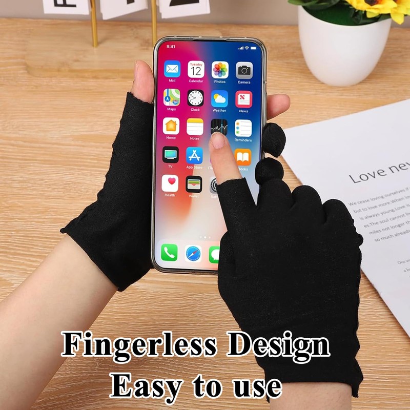 JISRKP 12 Pairs Black Cotton Gloves, Touchscreen Cotton Gloves Overnight