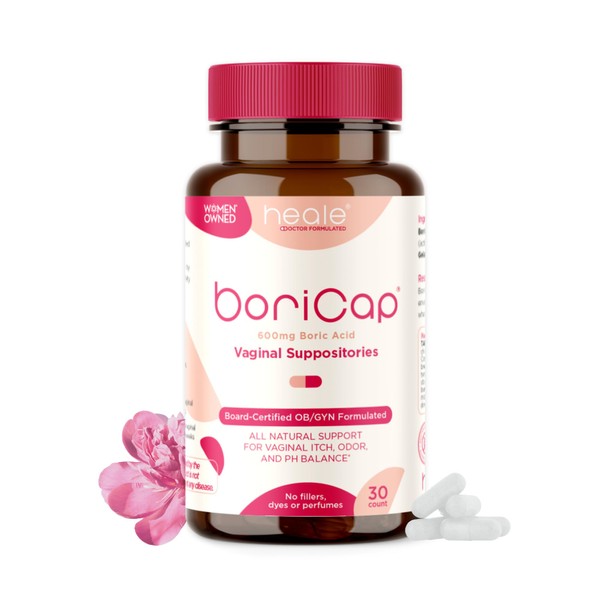 BoriCap - Boric Acid Suppositories for Women - 600 mg - Vaginal Health, pH Balance, Itch & Odor - Natural Relief - Feminine Care - Feminine Hygiene Products - Made in The USA by Heale - 30 Capsules