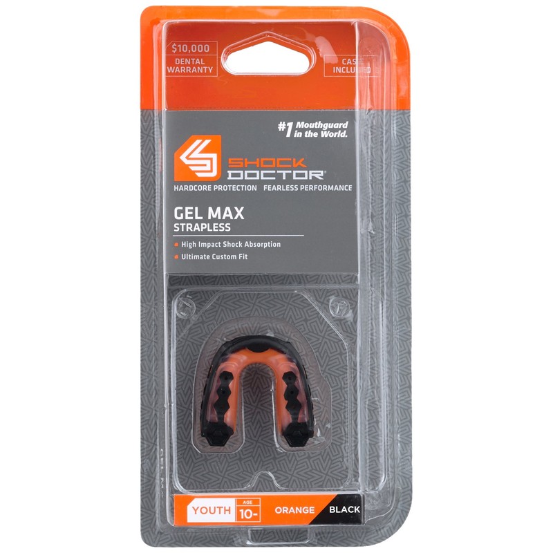 Shock Doctor Youth Gel Max Mouth Guard - Orange/Black