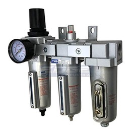 3 STAGE, HEAVY DUTY INDUSTRIAL GRADE FILTER REGULATOR COALESCING DESICCANT DRYER SYSTEM FOR COMPRESSED AIR LINES, METAL BOWLS, GREAT FOR PAINT SPRAY AND PLASMA CUTTER (1/2" NPT, AUTO DRAIN)