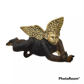 Unbranded Women’s Brooch Hat Pin Cherub Pin 2.5” Chocolate Resin Body Wings Flying Cherub