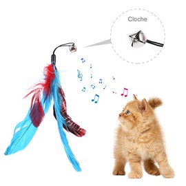 Goldge Cat Toy Feathers Retractable Fishing Rod with 12 Refills Interactive Indoor Cat Kitten