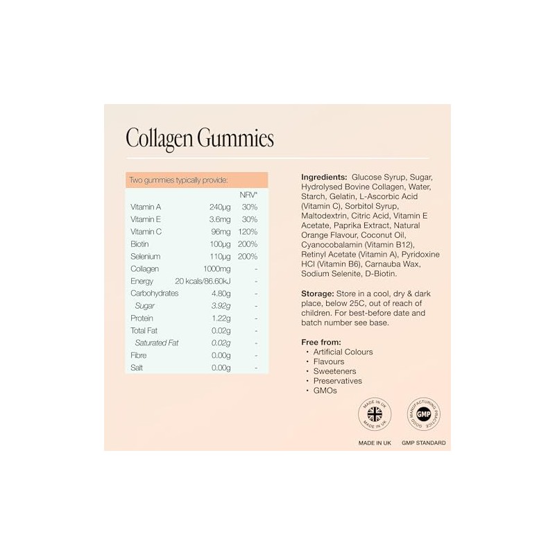 Unfabled Collagen Gummies for Women, 60 Gummies, 1000mg Hydrolysed Bovine