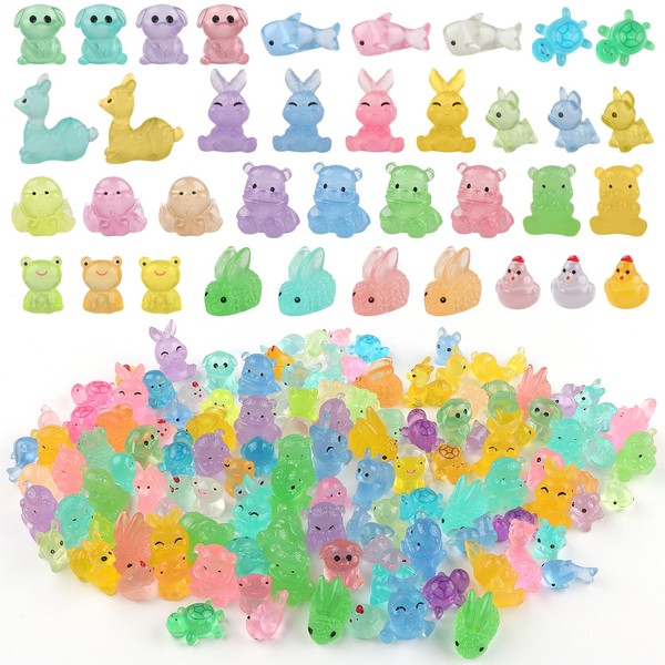 DXLing 120 Pcs Mini Glow Resin Animals Luminous Miniature Resin