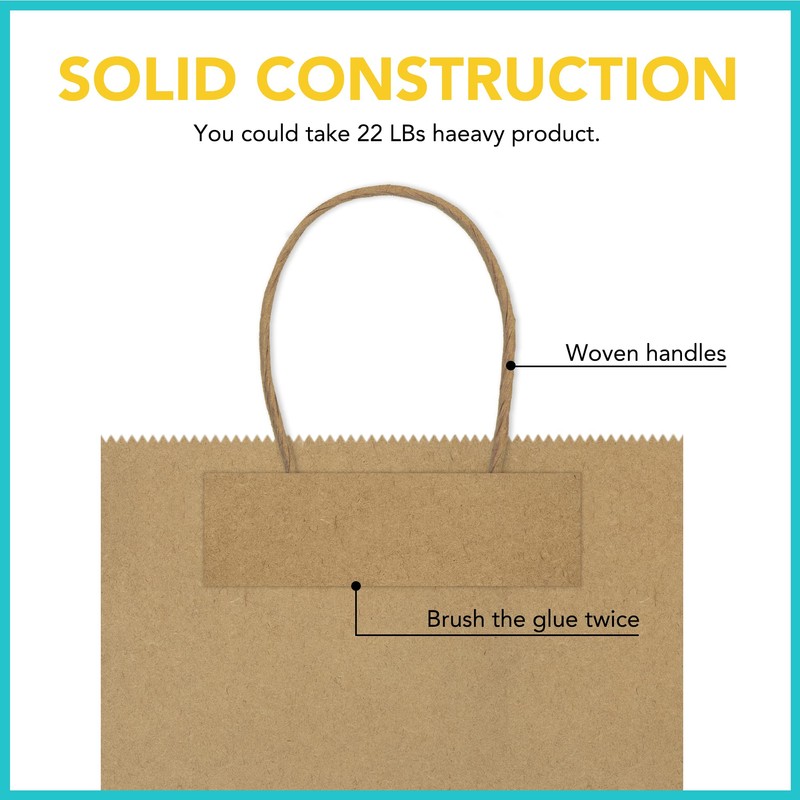 GSSUSA 16x6x12 Large Paper Bags with Handles 100Pcs, Gift Bags,