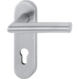 HOPPE 10722509 Stainless Steel Fire Protection Handle Set AMSTERDAM on Short Plate PZ