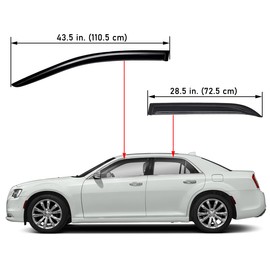 Lightronic WV94432 Outside-Mount Side Window Visor Deflector Rain Guard, Dark Smoke Shatterproof, 4-Pieces Set for 2011-2023 Chrysler 300