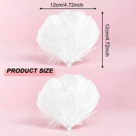 MWOOT Pack of 2 White Feather Hair Clips, White Swan Feather Headwear, Ballet Hair Accessories for Women, Heart Rhinestone Clips for Wedding, Engagement, Halloween, Carnival, Costume Cosplay Party