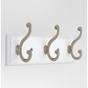 Threshold Wall Hook Coat Rail 3 Scroll White and Satin Nickel Finish