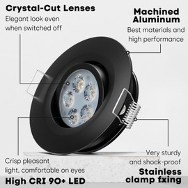 acegoo Swivel RV Light Recessed Puck Light 12V LED Spotlight RV Interior Light, 36° Beam Angle Vertical 70° Adjustment,Full Aluminum Downlights, Diameter 2-3/4 Inch 4pcs (Black 3000K)