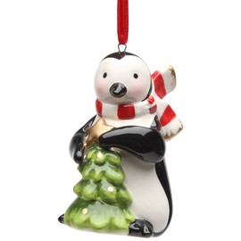 Appletree Design Penguin with Green Christmas Tree Ornament, 3-1/2-Inch Tall, Includes String for Hanging