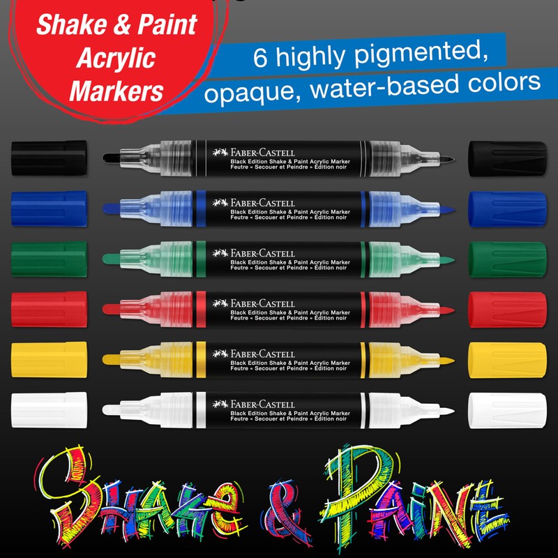 Faber-Castell Shake & Paint Markers: Classic - 6 Count Dual