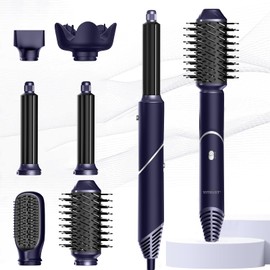 Hair Dryer Brush 6 in 1, Detachable Air Hair Styler Curling, Drying,Volumizing, Straightening, Negative Ionic Hair Dryer with Diffuser, Hair Styling Tools