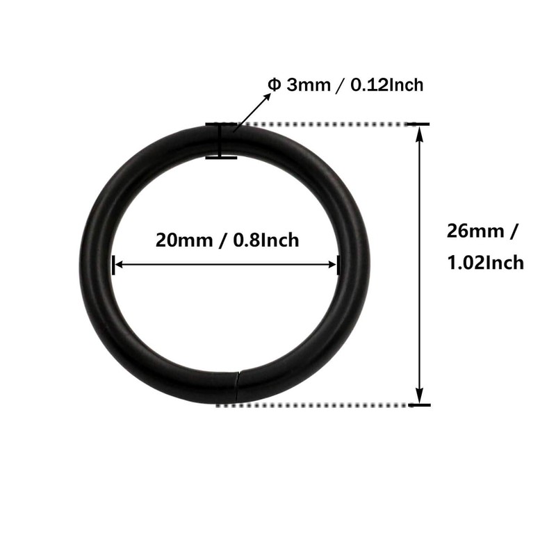 Wuuycoky Black 1.25" Inner Diameter O-rings Rings Non Welded Strap