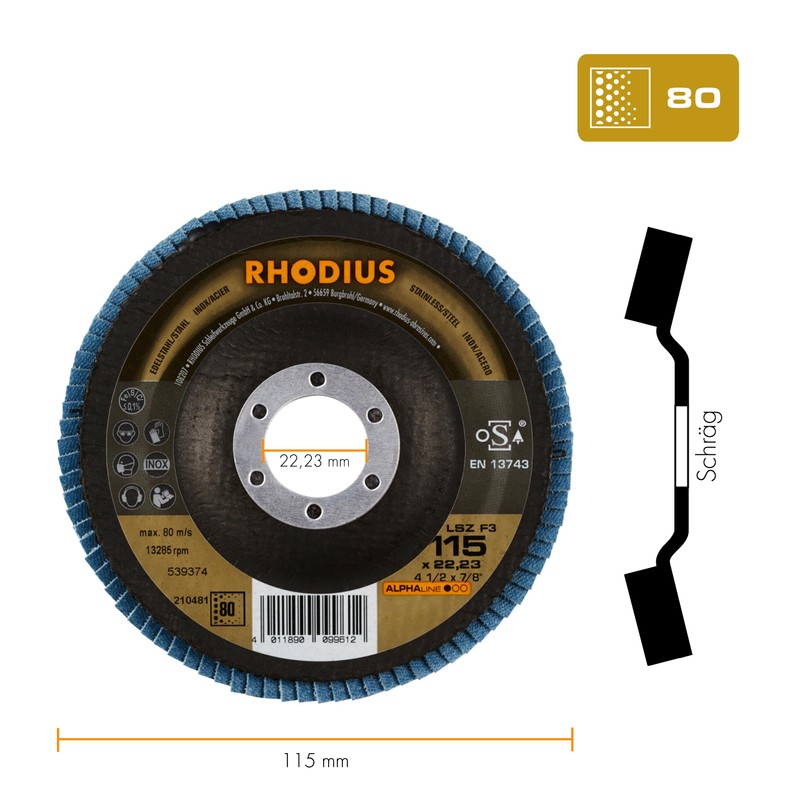 Rhodius Inox Fan Grinding Discs LSZ F3 Diameter 115, 125