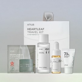 ANUA- Kit coreano de prueba de suavizado Heartleaf | tamaño de viaje, set de regalo con almohadilla transparente Heartleaf 77, Heartleaf7