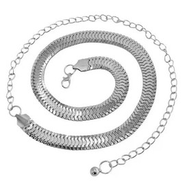 Metal Chain Belt Silver Snake Belly Waist Chain Herringbone Body Chains for The Waist Adjustable Dress Chain Belt Jewelry for Pants Jeans Skirts Dressy Beach Accessories