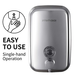interhasa! Commercial Soap Dispenser Wall Mount 304 Stainless Steel Hand Sanitizer Dispenser, Manual Liquid Gel Soap Dispenser for Public Restroom Bathroom 17oz (500ml