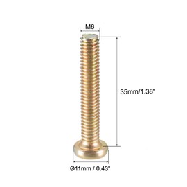 sourcing map M6x35mm Furniture Screw Hex Socket Machine Screws Zinc Plated Fasteners Bolts Full Thread Carbon Steel 10Pcs